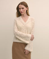 Alpaca-Wool Blend Pointelle Bell-Sleeve Sweater