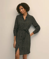 Belted Dot-Print Shirt Dress