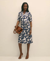 Belted Modal Shirt Dress in Abstract Floral Print