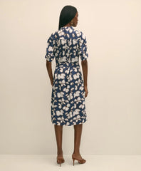 Belted Modal Shirt Dress in Abstract Floral Print