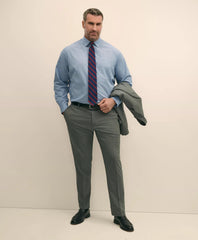 Big & Tall Stretch Cotton Broadcloth Non-Iron Ainsley Collar Windowpane, Dress Shirt