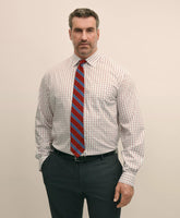 Big & Tall Stretch Cotton Broadcloth Non-Iron Ainsley Collar, Windowpane Dress Shirt