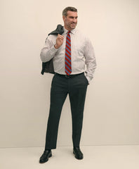 Big & Tall Stretch Cotton Broadcloth Non-Iron Ainsley Collar, Windowpane Dress Shirt
