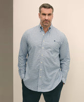Big & Tall Stretch Cotton Non-Iron Oxford Polo Button Down Collar, Checked Shirt