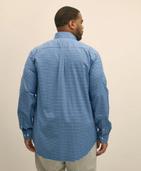 Big & Tall Stretch Cotton Non-Iron Oxford Polo Button Down Collar, Gingham Shirt