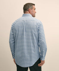 Big & Tall Stretch Cotton Non-Iron Oxford Polo Button Down Collar, Outline Check Shirt