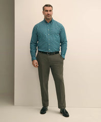 Big & Tall Stretch Cotton Non-Iron Oxford Polo Button Down Collar, Plaid Shirt