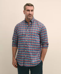 Big & Tall Stretch Cotton Non-Iron Oxford Polo Button Down Collar, Tartan Shirt