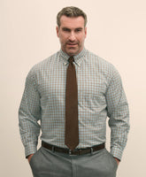 Big & Tall Stretch Supima® Cotton Non-Iron Twill Polo Button Down, Check Sport Shirt