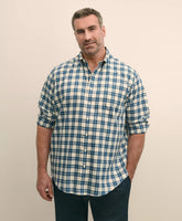 Big & Tall Stretch Supima® Cotton Non-Iron Twill Polo Button Down, Plaid Sport Shirt