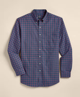 Big & Tall Stretch Supima® Cotton Non-Iron Twill Polo Button Down, Windowpane Sport Shirt