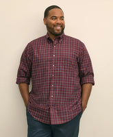 Big & Tall Stretch Supima® Cotton Non-Iron Twill Polo Button Down, Windowpane Sport Shirt