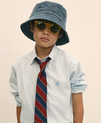 Boys Non-Iron Stretch Cotton Striped Oxford Sport Shirt