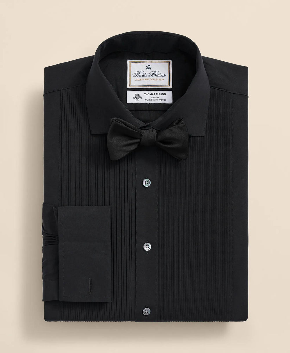 Brooks Brothers X Thomas Mason® Cotton English Collar, Swiss Pleat Front Tuxedo Shirt
