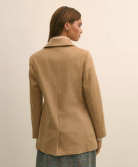 Brushed Wool Peacoat with Throat Latch