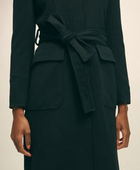 Brushed Wool Twill Wrap Coat