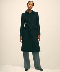 Brushed Wool Twill Wrap Coat
