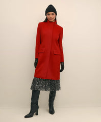 Brushed Wool Coat with Throat Latch