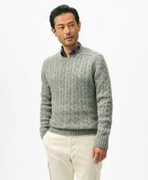 Cable Crewneck Sweater in Shetland Wool
