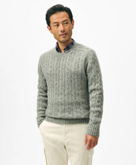 Cable Crewneck Sweater in Shetland Wool