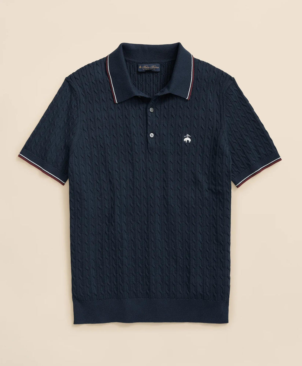 Cable Knit Archive Tennis Polo in Supima® Cotton