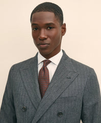 Classic Fit Double-Breasted Cotton Herringbone Suit Jacket