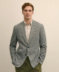 Classic Fit Herringbone Knit Sport Coat in Wool-Cotton