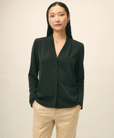 Concealed-Placket Blouse in Crepe