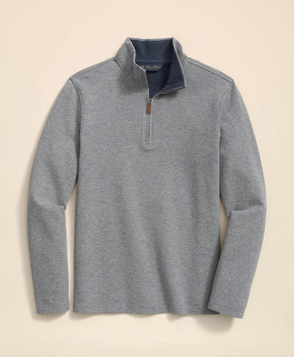 Cotton Blend Pique Quarter-Zip