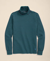 Cotton Blend Striped Turtleneck