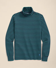 Cotton Blend Striped Turtleneck