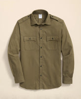 Cotton-Cashmere Flannel Military Sport Shirt