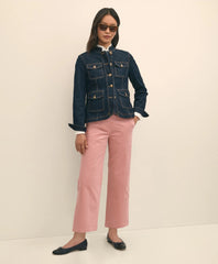 Cotton Corduroy Wide Leg Cropped Pants