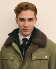 Cotton Field Jacket With Removable Shearling Collar
