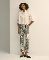 Cotton Floral Cropped Kick Flare Jeans