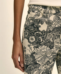 Cotton Floral Cropped Kick Flare Jeans