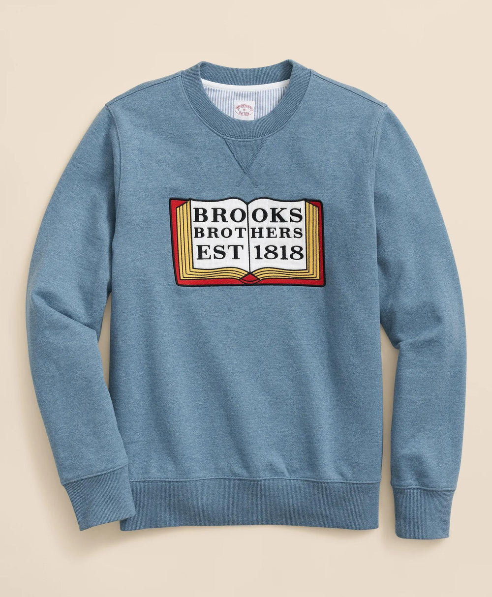 Cotton French Terry Embroidered Book Sweatshirt