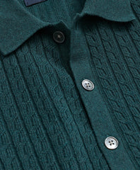 Cotton Mini-Cable Polo Cardigan