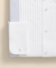 Cotton Oxford Polo Button-Down Collar, 10-Pleat Contrast-Stripe Tuxedo Shirt