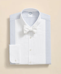 Cotton Oxford Polo Button-Down Collar, 10-Pleat Contrast-Stripe Tuxedo Shirt