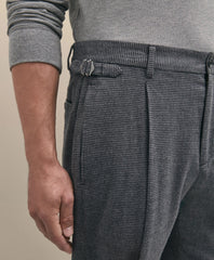 Cotton Pleated Side-Tab Checked Chino