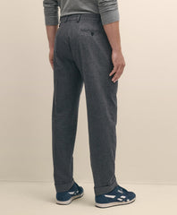 Cotton Pleated Side-Tab Checked Chino