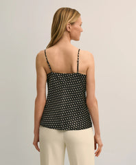 Dot-Print Lace-Trim Cami in Silk Charmeuse