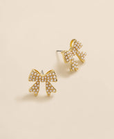 Faux-Pearl Bow Stud Earrings