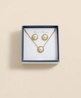 Faux Pearl Cabochon Rope-Bezel Set