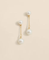 Faux-Pearl-Drop Fine-Chain Earrings