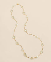 Faux Pearl, Faceted Glass and Cubic Zirconia Long Necklace