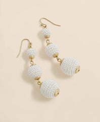 Faux-Pearl Sphere Linear Earrings