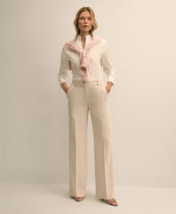 Fitted Funnel Neck Shirt in Non-Iron Royal Oxford Cotton