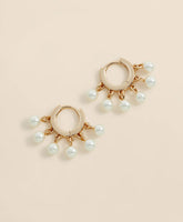 Gold-Toned Hoop Earrings with Drop Faux Pearls